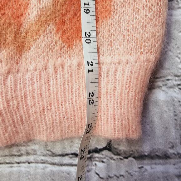 Bianco Blu Italy Mohair Blend Pink Coral Crew Neck Fuzzy Sweater Size Small - Picture 8 of 9